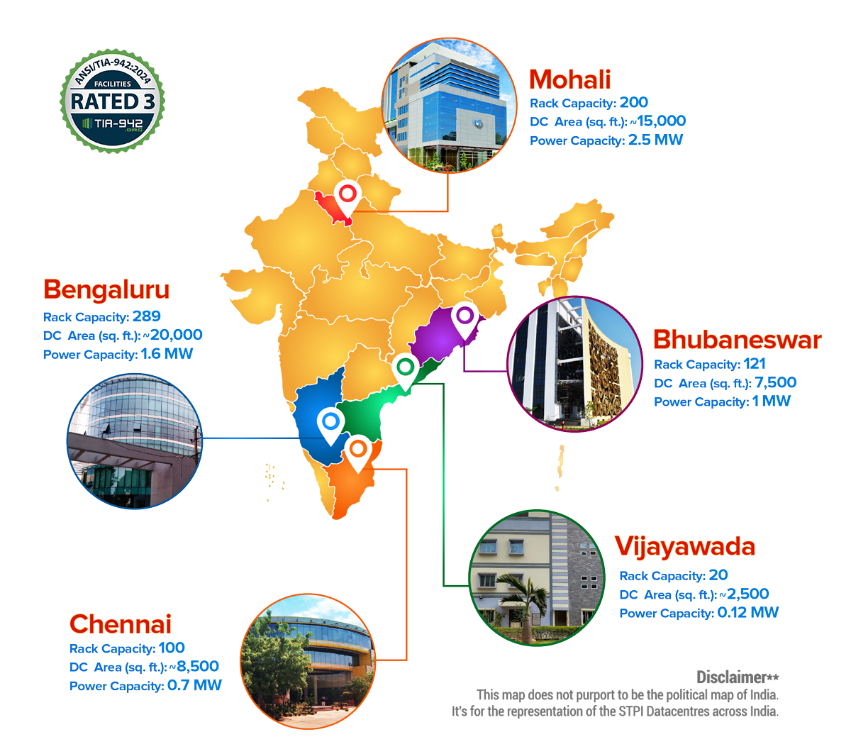 STPI Datacentres on map STPI Datacentres on map